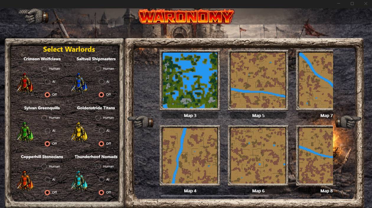 Waronomy desert screenshot - desert screen shot map selection